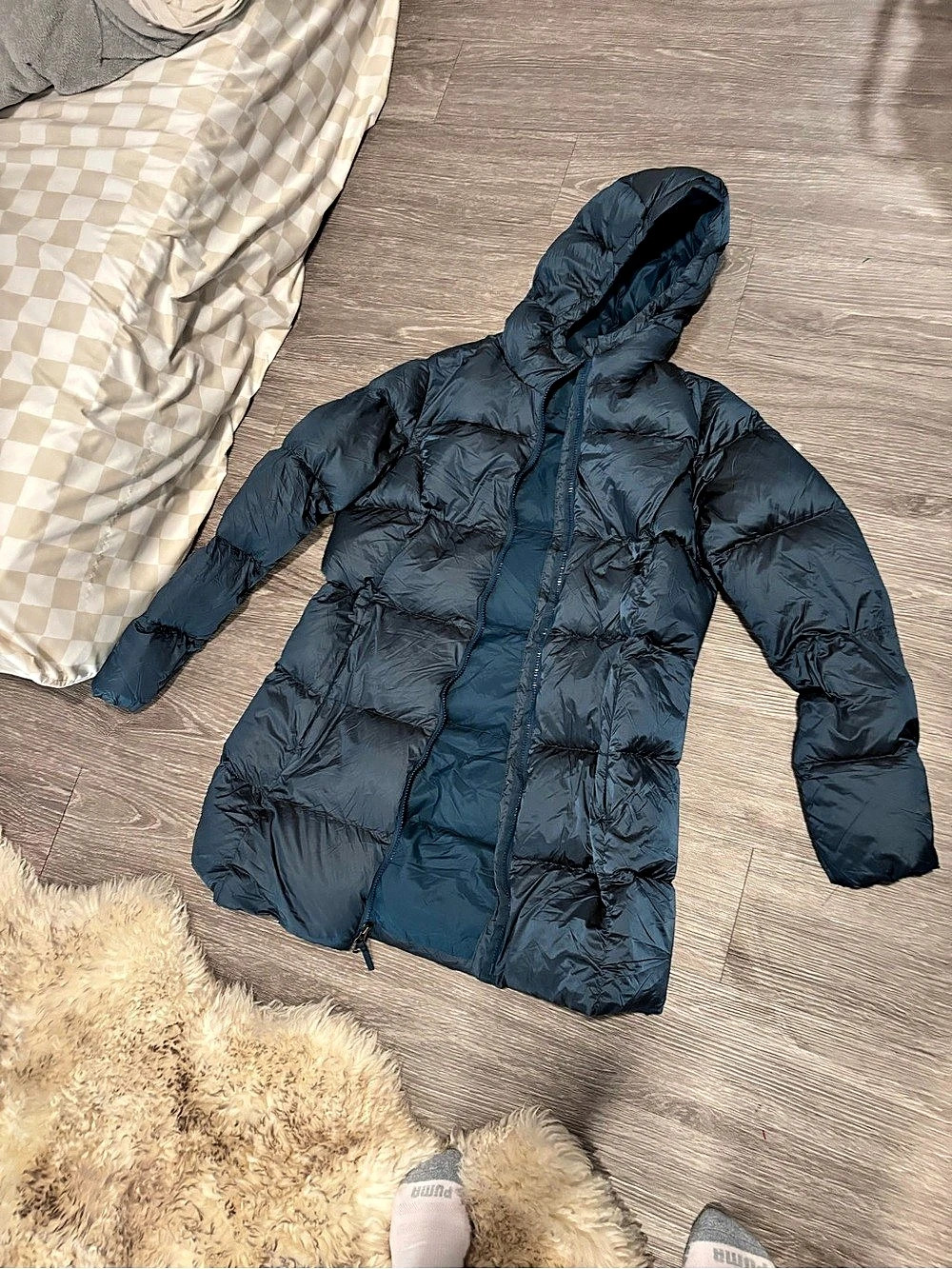 Down Eddie Bauer CirrusLite Down Hooded Parka Blue Large
